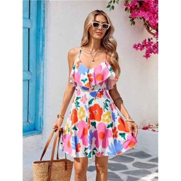 Summer Out Holiday Date Dress, Women's Halting Ruffled Back Cross - Picture 1 of 6